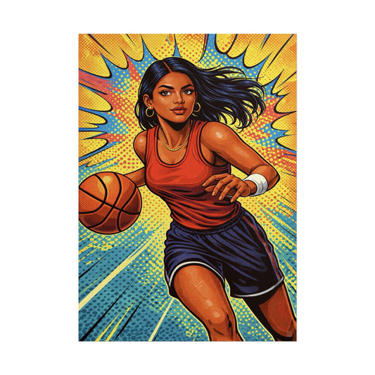 ON THE MOVE - Female Basketball Art Print (Matte Poster)